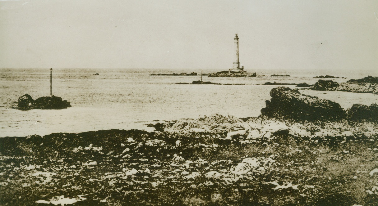 Another Cap Bon For Germans?, 6/21/1944. A view of the bleak, desolate stretch of Channel Coast at Cap de la Hague at the extreme northwestern tip of the Cherbourg Peninsula, to which beaten German troop from Cherbourg, are retreating. With American troops in hand-to-hand battle with Nazi “suicide” rear guards in the streets of the French deep-water port, the entire pressure of the American advance, is forcing the remaining Germans (approximately two divisions) toward Cap de la Hague. This bit of seacoast may be another Cap Bon, where the Allies ground out the last of the Nazi resistance in North Africa. Credit: ACME.;