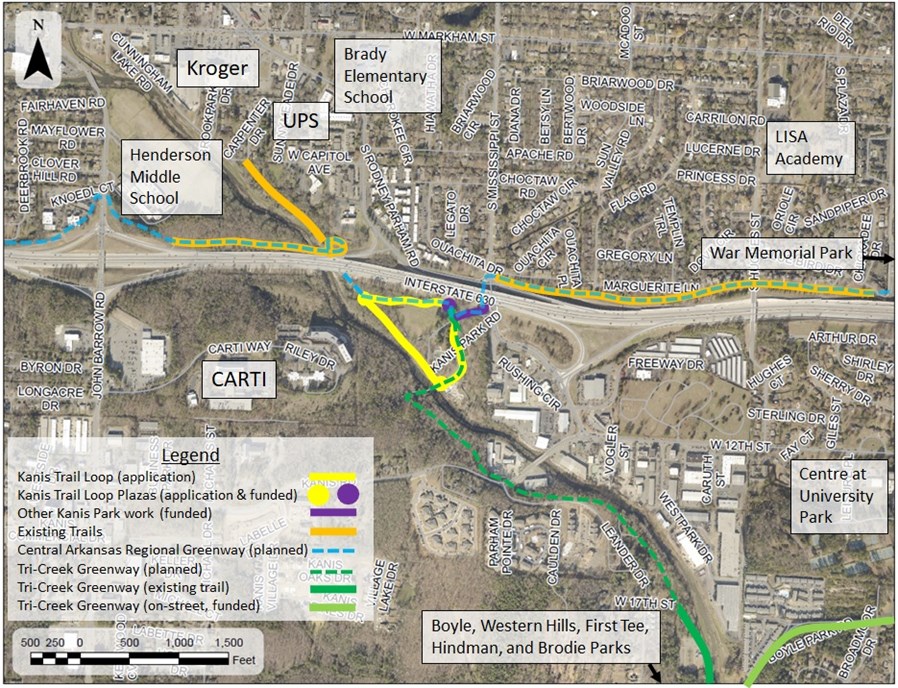 The is a map showing the connectivity created by the Kanis Park Loop