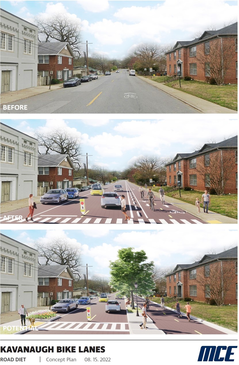 McClelland Engineering's concept of bike facilities on Kavanaugh.