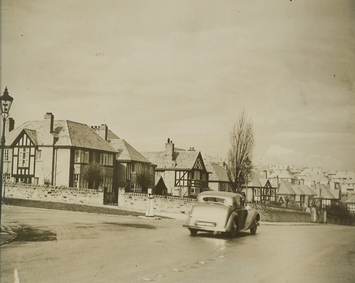 Sheffield Rocked by German Raid, 12/13/1940  Sheffield, England—Modern homes like these in Sheffield were blasted Thursday night, by a German “utter destruction” air raid. Despite its dead and ruins, the famous British steel city continues war manufacturing. Credit: ACME.;